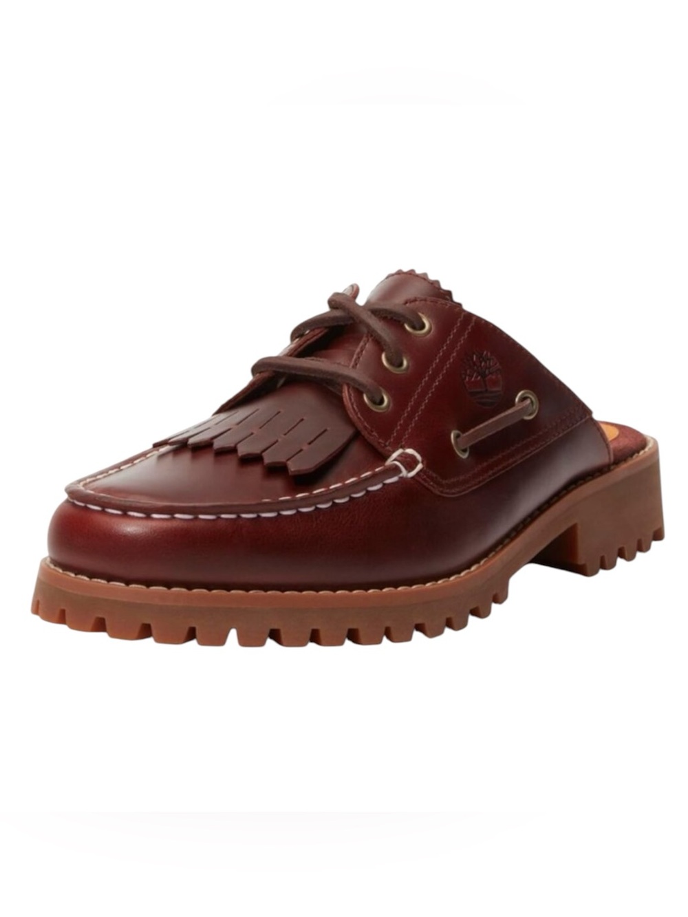 Timberland Burgundy Leather Kiltie Slip-On Classic Boat Shoe Mules Leather 9W